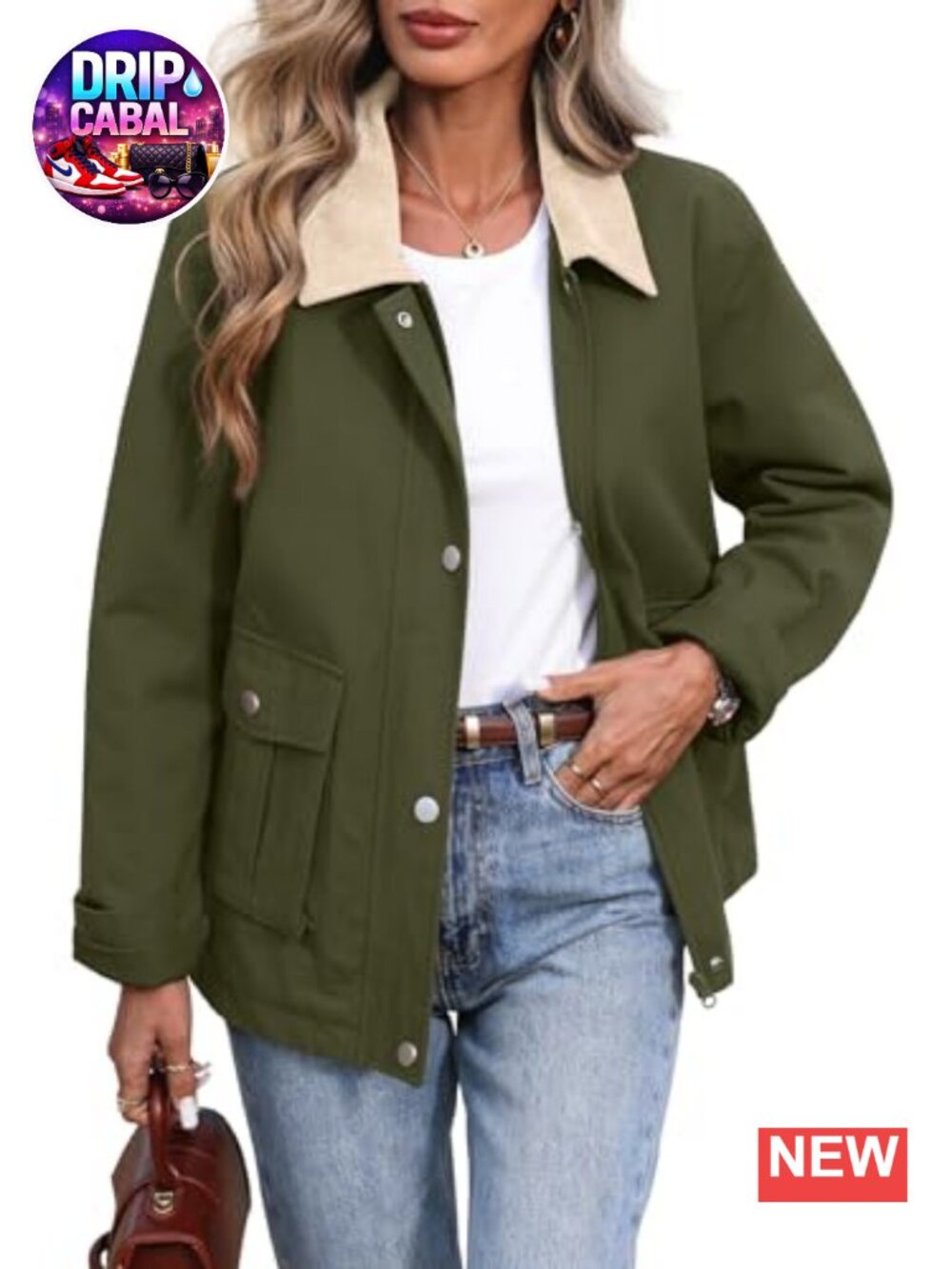Padded Barn Jacket Oversized Utility Coat Corduroy Collar Pockets